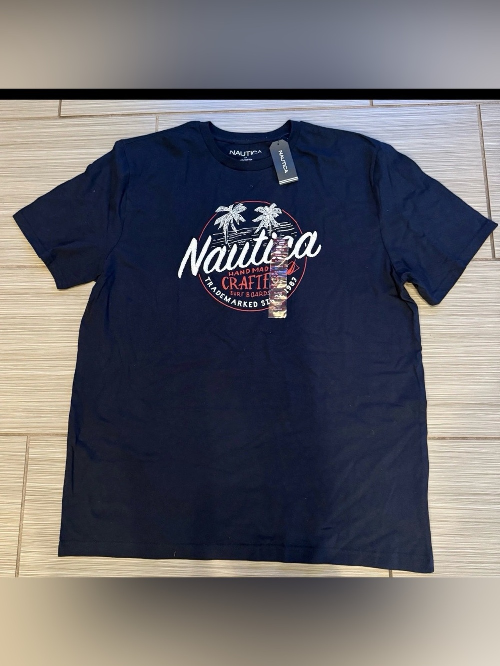 NWT Nautica Men’s Graphic T-Shirt XL Navy Blue 100% Cotton Short Sleeve Logo T